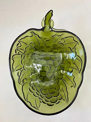 Buy Vintage Green Indiana Glass Fruit/Salad Bowl Grape Design • 13.44£