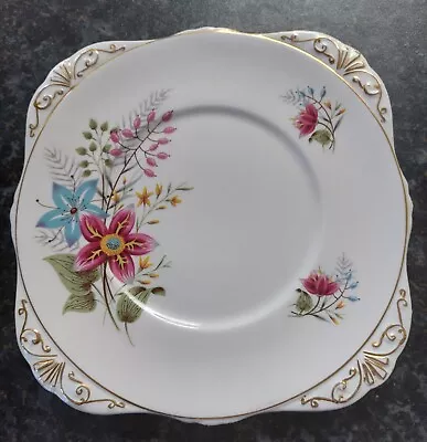 Buy Royal Grafton Bone China Vintage Square Cake Plate Flower Pattern 1940s • 3.99£