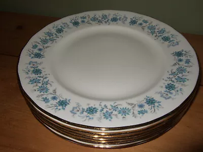 Buy Colclough Braganza Blue Flower Dinner Plates X 7 • 30£