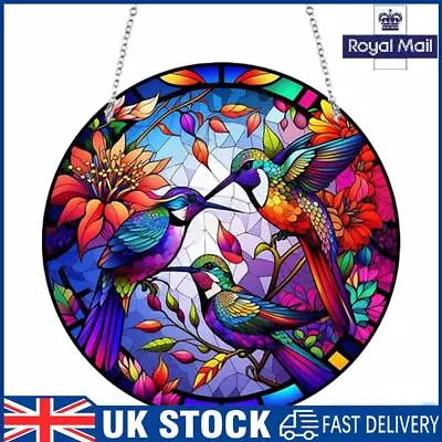 Buy Acrylic Stained Glass Bird Suncatcher Window Panel Hanging Sun Catcher 20x20cm • 10.10£