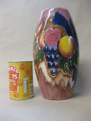 Buy Vintage Oldcourt Ware Vase ~ Fruit / Grapes Decoration ~ 60s ~Hand Painted ~25cm • 12.99£