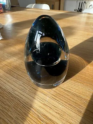 Buy Vintage Paperweight Art Glass Wedgwood Blue Bubble Egg Shape • 4£