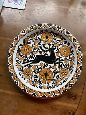 Buy Vintage Ibiscus Rhodes 24k Gold Decorative Plate Olympia Ceramica Deer • 5£