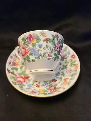 Buy Crown Staffordshire England Fine Bone China Floral Gold Trim Teacup And Saucer • 24£