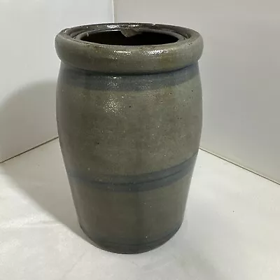 Buy Antique Cobalt Striped Pottery Canning Jar Crock Stoneware Country Primitive • 279.73£