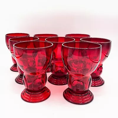 Buy New Martinsville (Viking) Glass Ruby Red Moondrops Set Of 8 Large Tumblers 10 Oz • 54.03£