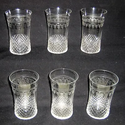 Buy 6 X Antique Edwardian Pall Mall Lady Hamilton Etched Small Glass Tumblers 3.75  • 42£