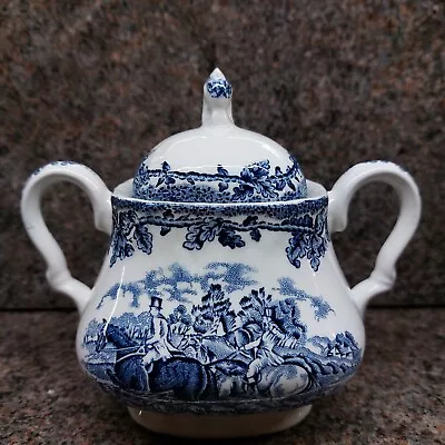 Buy Myotts 'COUNTRY LIFE' Staffordshire Ware- Lidded Sugar Bowl- Blue And White • 3.99£