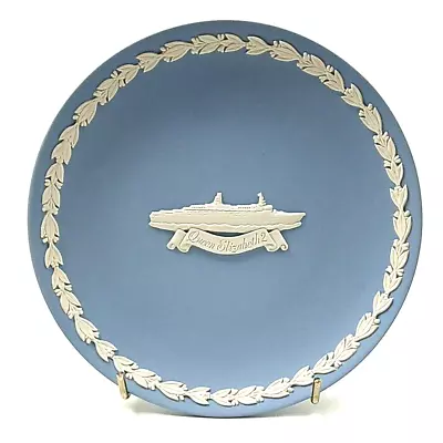 Buy Wedgwood Blue Jasperware Queen Elizabeth II Ship Design Plate 16.5cm, Boxed • 10£