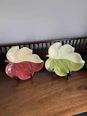 Buy Vintage Carlton Ware 2 X Two Toned Leaf Shaped Dishes • 8.99£