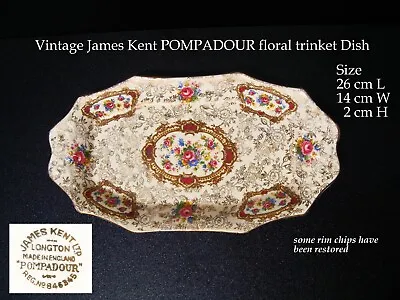 Buy Vintage Floral POMPADOUR Bone China Trinket Dish Made By James Kent • 9.99£