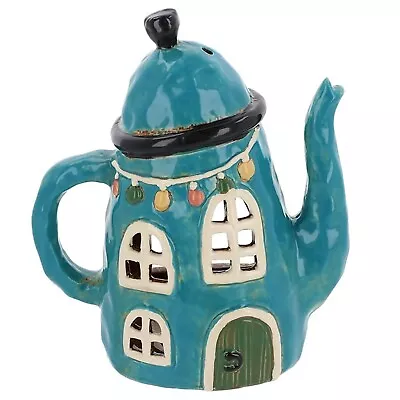 Buy Village Pottery Blue Teapot House Tealight Holder Boxed JD340340 • 26.99£