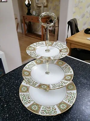 Buy Royal Crown Derby GREEN PANEL Three Tier Cake Stand • 125£