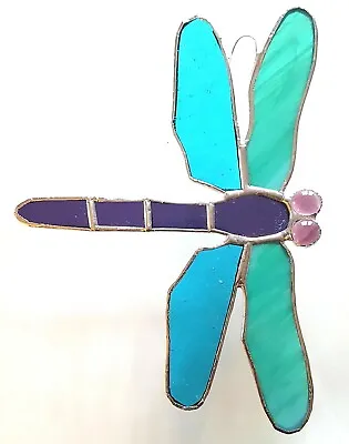 Buy Teal Green Purple Dragonfly Stained Glass Suncatcher Window Wall Hanging Decor • 29.95£