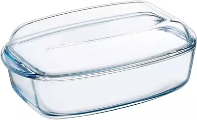 Buy Pyrex Essentials Glass Rectangular Casserole Dish With Lid 6.5L Transparent New • 25.59£