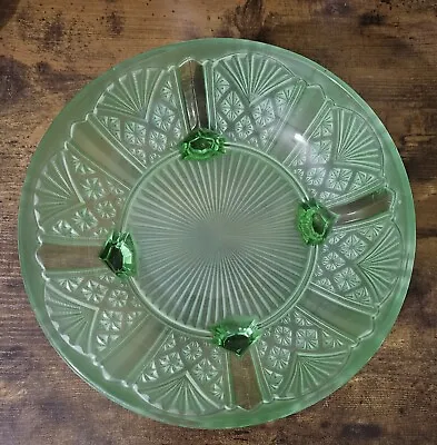 Buy Davidsons 1940’s Depressed Green Glass Footed Dish Bowl  • 9£