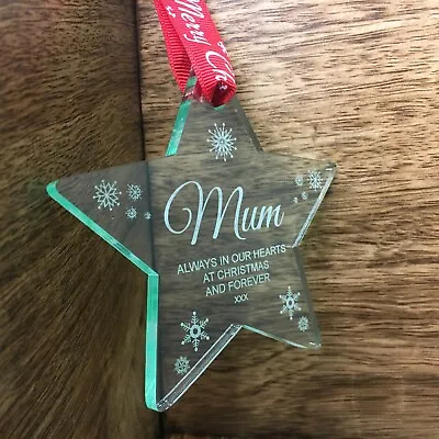 Buy Personalised Memorial Acrylic Christmas Tree Bauble - Any Name Engraved Mum Dad • 5£