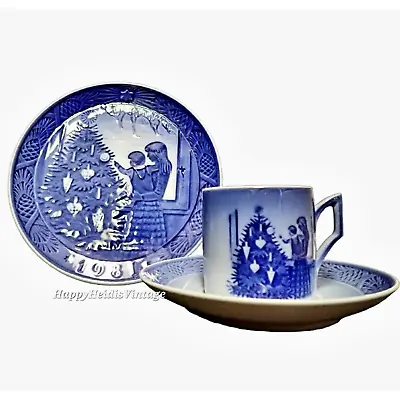 Buy Vintage Royal Copenhagen Christmas 1981 Blue & White Plate Cup & Saucer Holiday • 62.47£