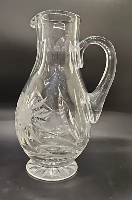 Buy Vintage Clear Crystal Cut Glass Water Jug Pitcher Sunflower Design • 14.99£