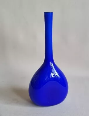 Buy Vintage Mid Century Cased Blue Over White Vase Solifleur Scandinavian? • 28£