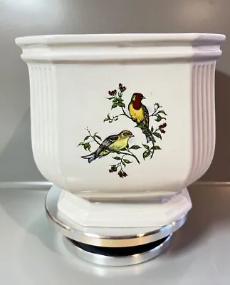 Buy Vintage | Taunton Vale Potteries | Planter | Exotic Birds Design • 25£