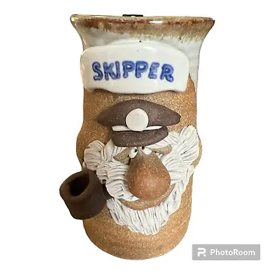 Buy Vintage Pottery Funny Ugly 3D Face Signed Art SKIPPER W/ Pipe Mug Cup • 14.44£