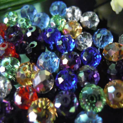 Buy Mixed Colour Crystal Glass Rondelles Many Sizes Art Crafts Jewellery Making DIY • 2.50£