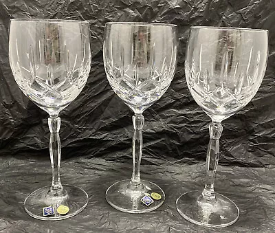 Buy 3 X Jihlavske BOHEMIA Sklarny Czech 24% Lead Crystal Cut Glass Wine Glasses • 14.99£