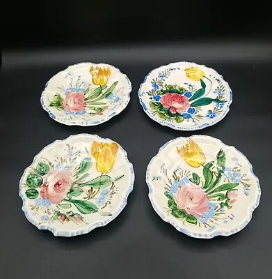 Buy Vtg Italy Renaissance Revival Faïence Nove Rose Hand Painted-4 Snack Plates READ • 18.03£