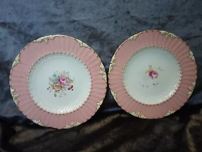 Buy Pair Of Old Royal Crown Derby Pink Rose Pattern Plates • 4.99£