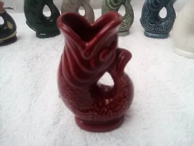 Buy Dartmouth Devon Pottery  Gluggle  Fish Small Jug  Vase Vintage  9 Cm RED • 17£