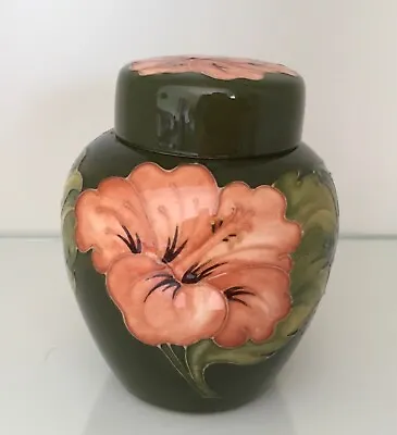 Buy Stunning Moorcroft 'Hibiscus' Green Ginger Jar, Made In England • 65£