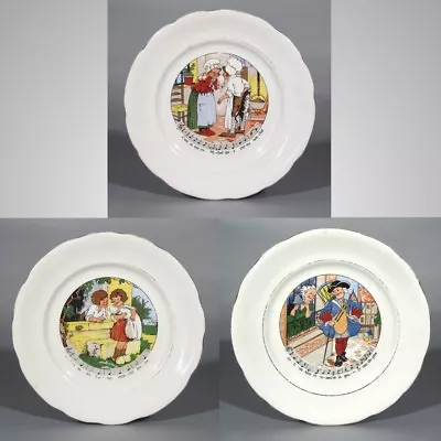Buy Vintage French Porcelain Children Plates, Sarreguemines, Nursery Rhymes, 3 Pcs • 39.18£