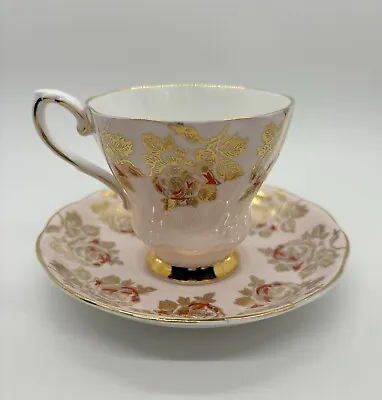 Buy Royal Grafton Fine Bone China England Pink Gold Rose Teacup And Saucer • 19.17£