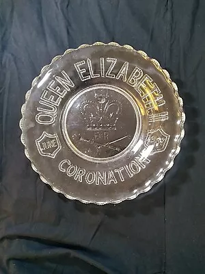 Buy Queen Elizabeth II Glass Coronation Commemorative Plate June 1953 • 6.99£