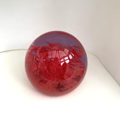 Buy Crimson Red Glass Paperweight Caithness Globe Orb Ball Art Glass • 13.50£