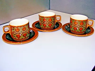 Buy Set Of 3 Vintage Hornsea Bronte Stacking Cups & Saucers. Excellent Condition • 9.99£