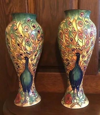Buy Old Tupton Ware Pair Of Tubelined Peacock Vases. Moorcroft Interest.  Perfect • 160£