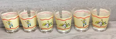 Buy Vintage Pub Bar Mexican Themed Shot Tequila Glasses X6 Yellow 1970's HOME BAR • 17.99£