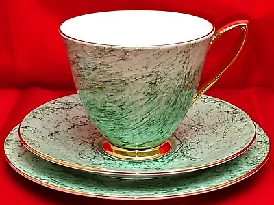 Buy 1960's ROYAL ALBERT BONE CHINA GOSSAMER PASTEL JADE GREEN TEA CUP SAUCER SUPERB! • 16.99£