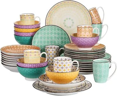 Buy Vancasso TULIP Dinner Set 40Pc Dinnerware Bowls Plates Porcelain Service For 8 • 159.99£