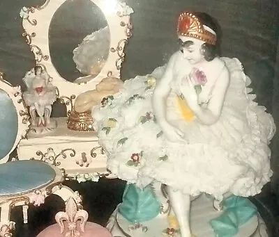 Buy Volkstedt Porcelain Lace Large Dresden Prima Ballerina Queen Jeweled  Figurine • 706.80£