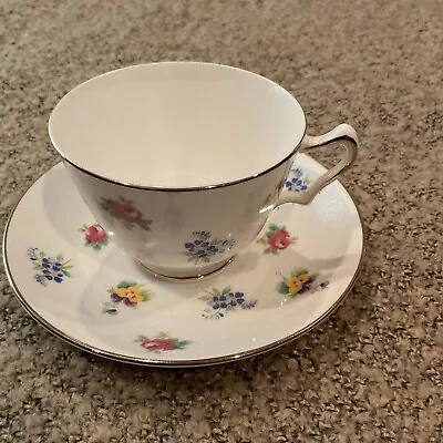 Buy Crown Staffordshire Tea Cup And Saucer Pansy Fine Bone China • 14.12£