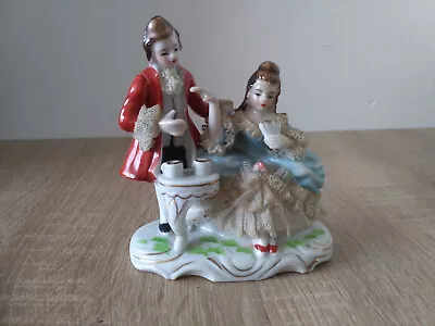 Buy Vintage Courting Couple Dresden Porcelain Style, Couple Having Tea, Rococo Style • 17.98£