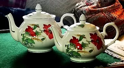 Buy Pair Duchess Poppies Teapot 7  & 8  Bone China Tea Pots Perfect Condition  • 25£