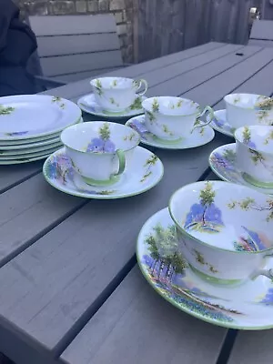 Buy Aynsley Tea Set - Bluebell Time - 18 Pieces - Rare • 70£