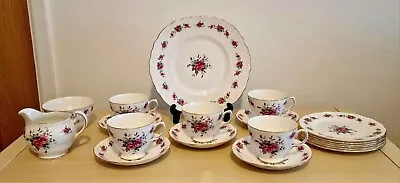 Buy Vintage Queen Anne Bone China 19 Piece Tea Set Floral Pattern No 8186 Gold Edge • 25£