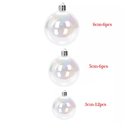 Buy 24x Clear Iridescent Glass Baubles Balls 5/6cm Christmas Tree Ornament DIY Decor • 5.79£