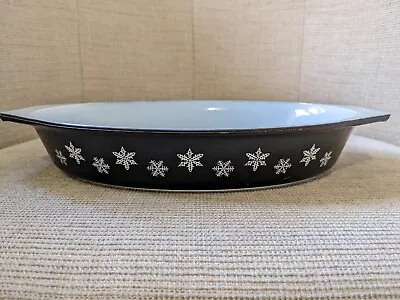 Buy Vintage Pyrex Tableware Black Snowflake Pattern Oval Shallow Casserole Dish • 12£
