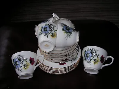 Buy Duchess Eng Bone China Bright Floral Spray Design 18 Piece Tea Set - 6 X Trio's • 14.99£